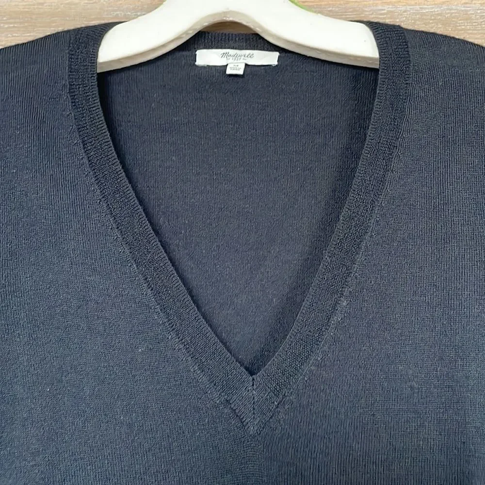 Madewell wool V-neck pullover sweater black size medium